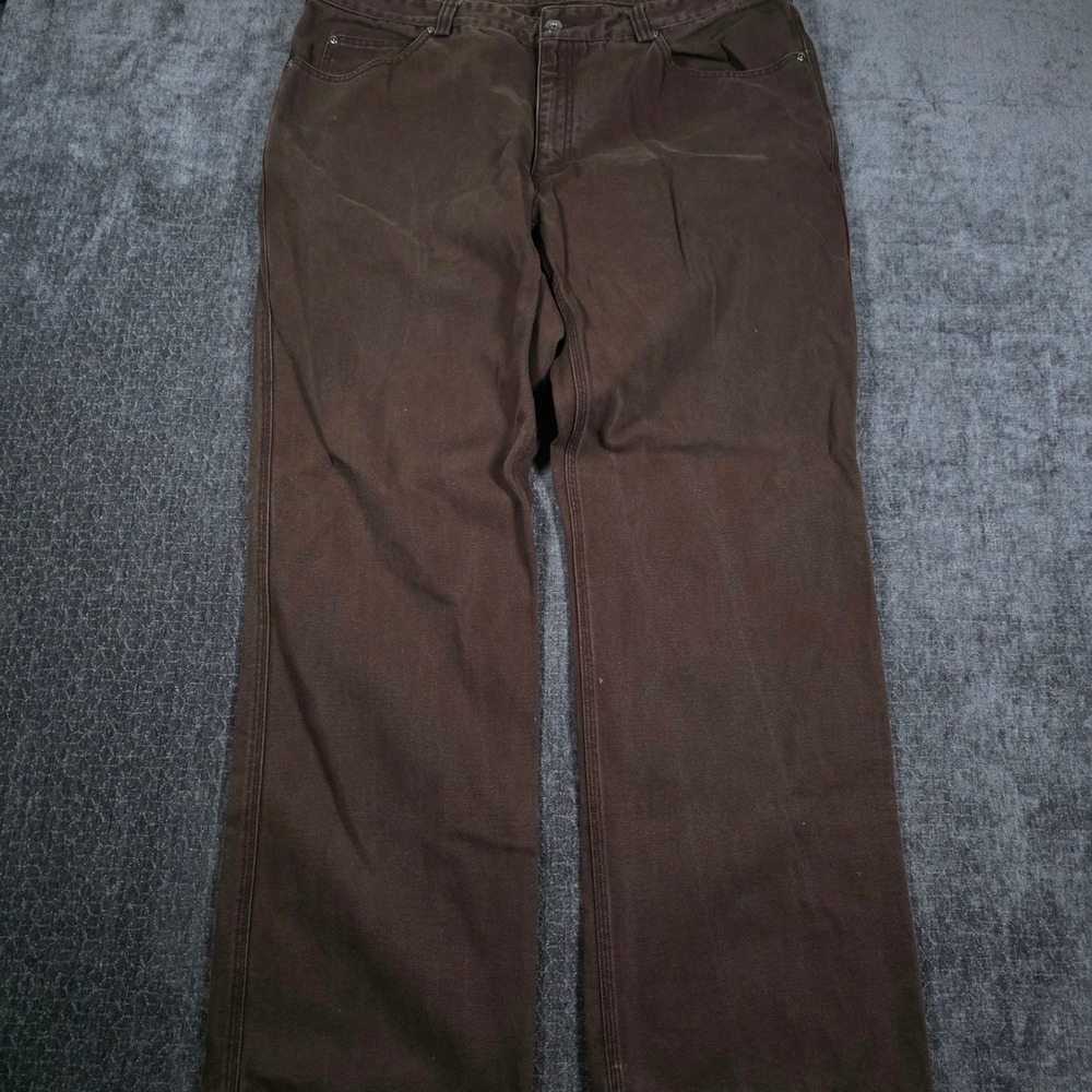 Duluth Trading Co Brown Fire Hose Cotton Canvas Work Pants Mens 42x34 Fits 40x33